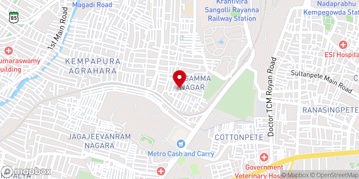 Map showing location of CSI Zion Church, Bengaluru