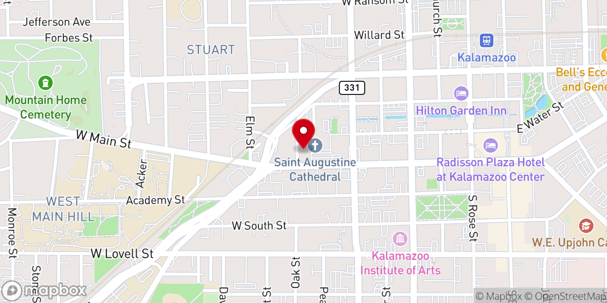 Map showing location of St Augustine Cathedral