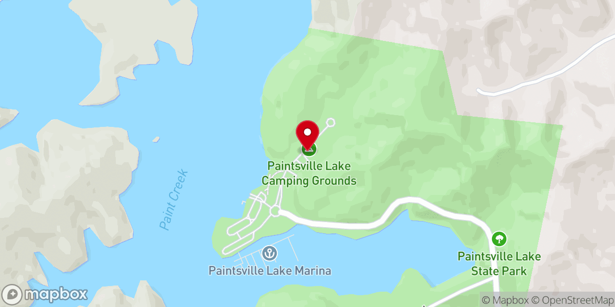 Map showing location of Paintsville Lake State Park