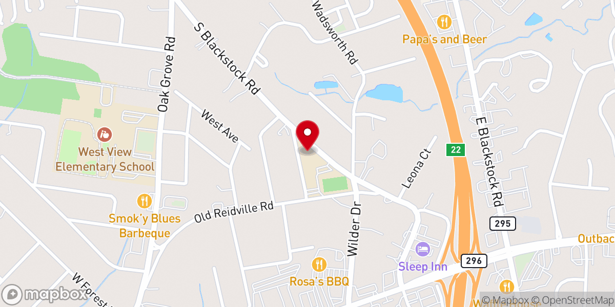 Map showing location of Westgate Baptist Church