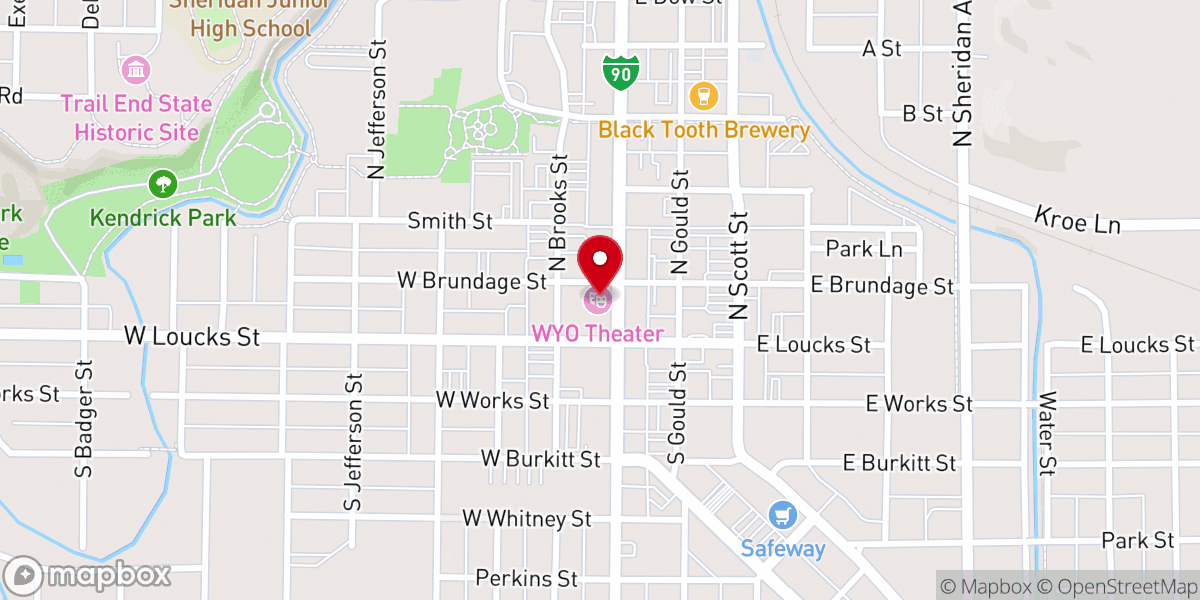 Map showing location of WYO Performing Arts and Education Center