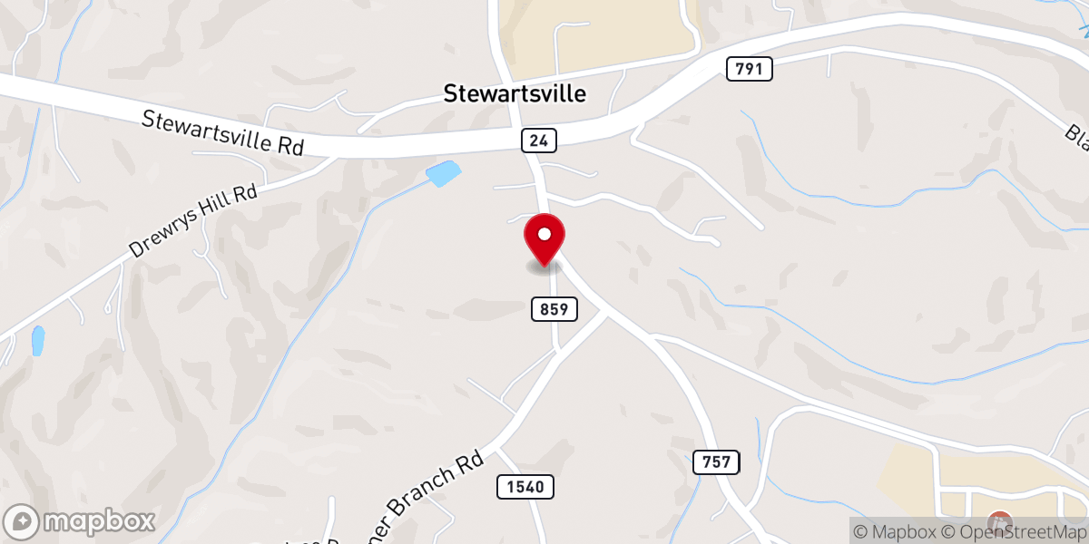 Map showing location of Barnhardt Baptist Church