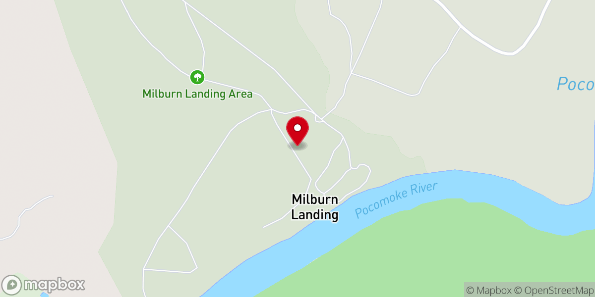 Map showing location of Pocomoke River State Park: Milburn Landing