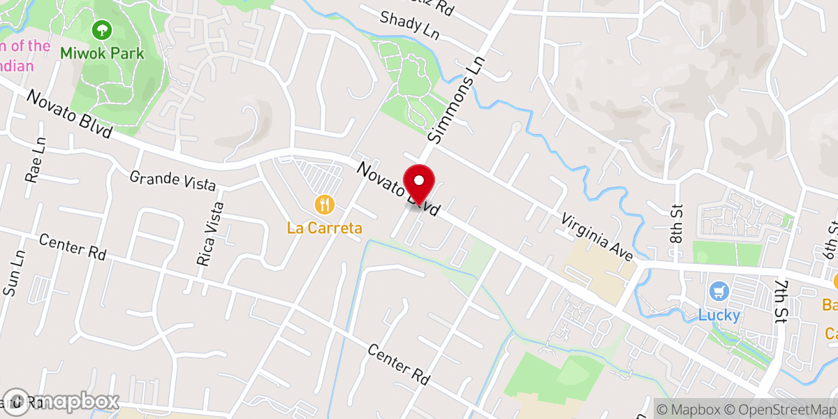Map showing location of Novato Korean Baptist Church