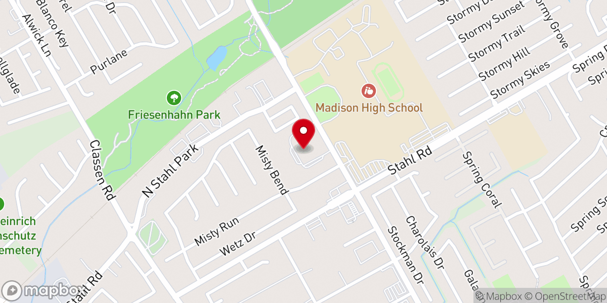 Map showing location of Madison Hills Baptist Church