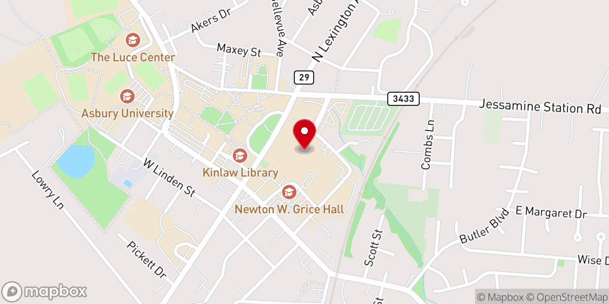 Map showing location of Asbury Theological Seminary