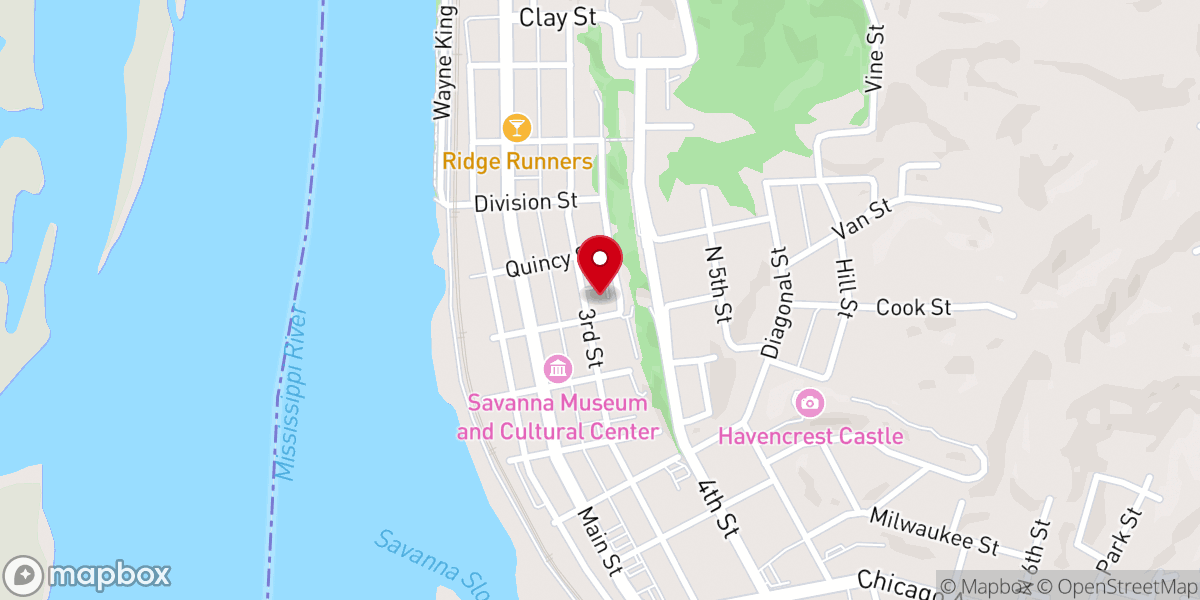 Map showing location of First Presbyterian Church