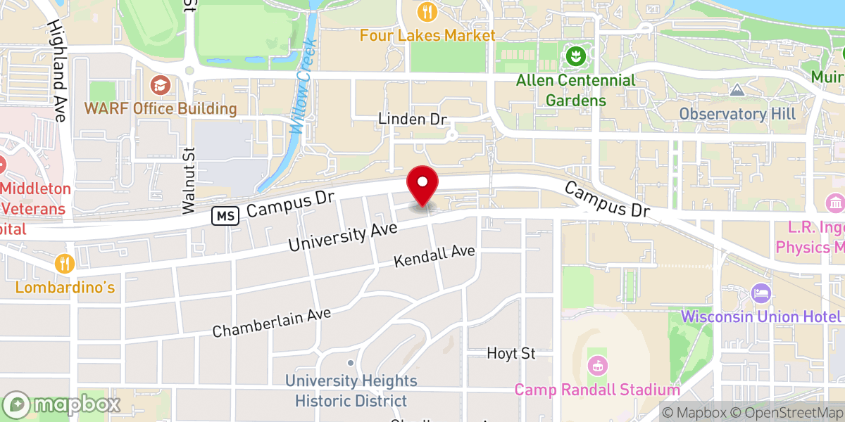 Map showing location of the church in Madison