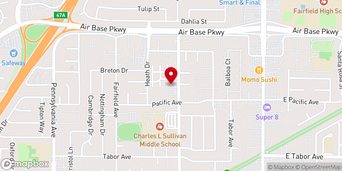 Map showing location of First Assembly of God of Fairfield