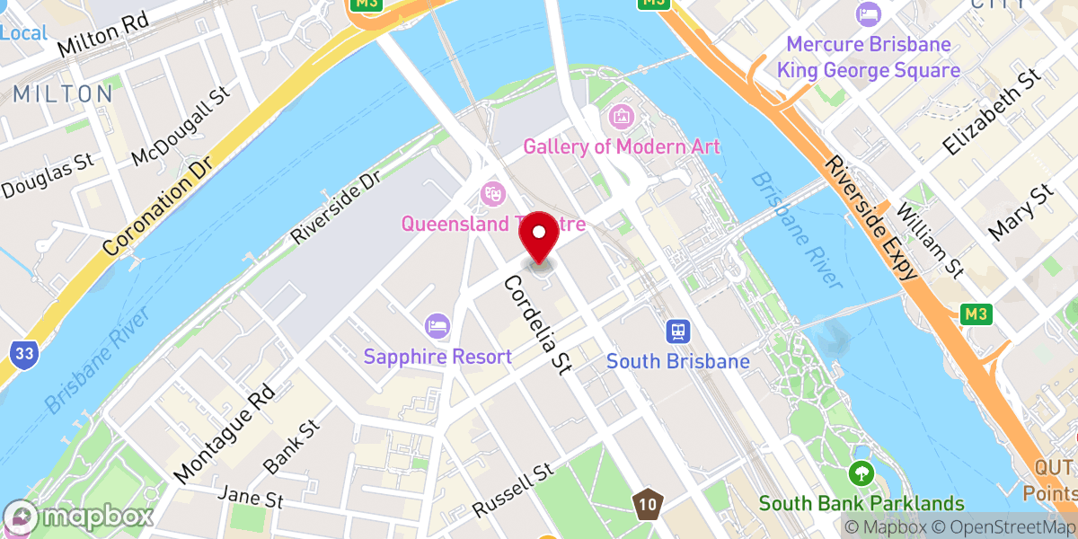 Map showing location of St Mary's Catholic Church, South Brisbane