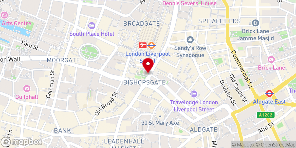 Map showing location of St Botolph-without-Bishopsgate