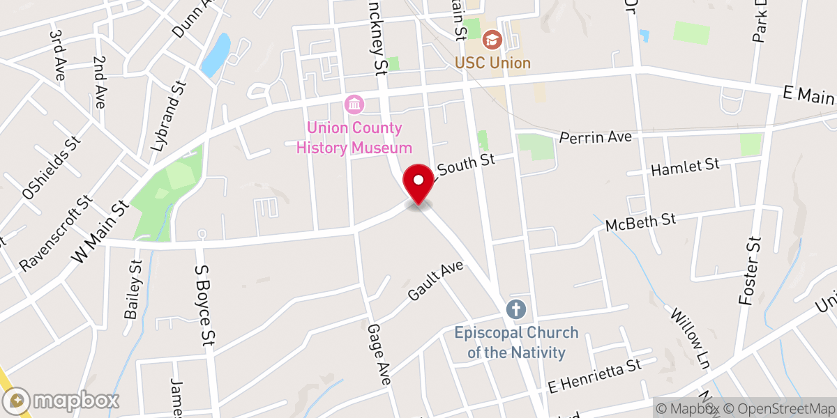 Map showing location of Union Presbyterian Church