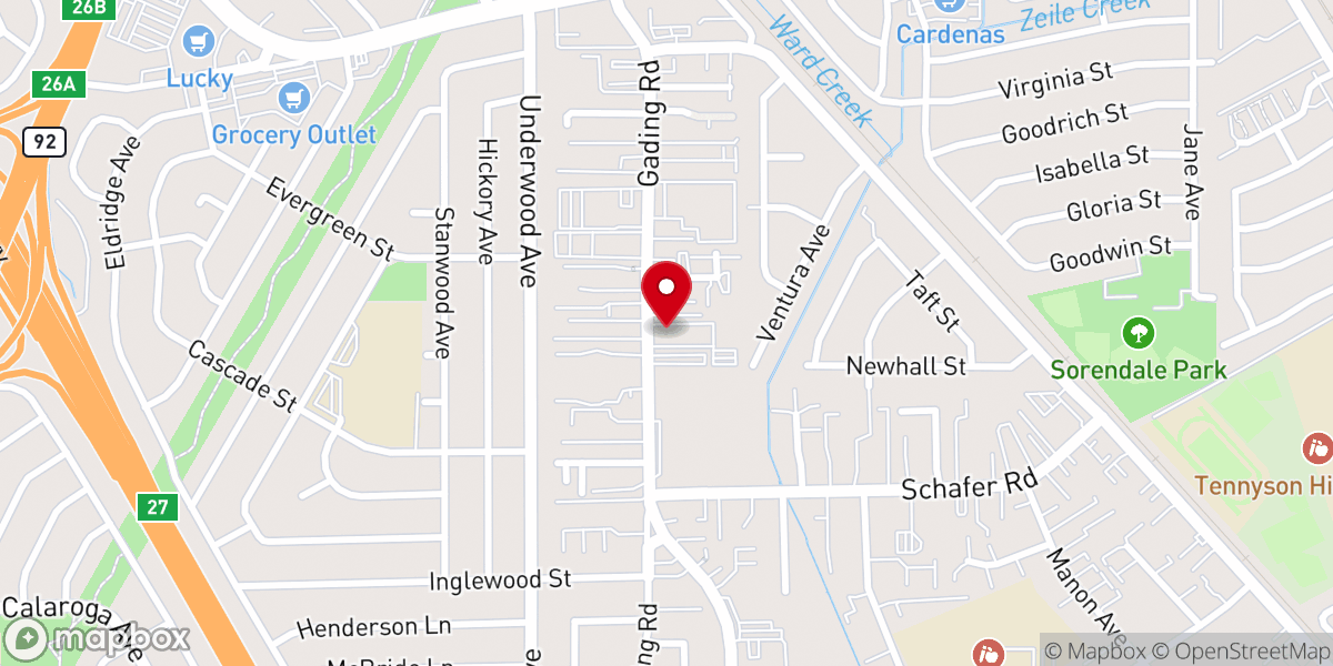 Map showing location of Hayward Seventh-day Adventist Church
