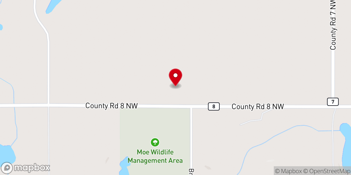 Map showing location of West Moe Lutheran Church