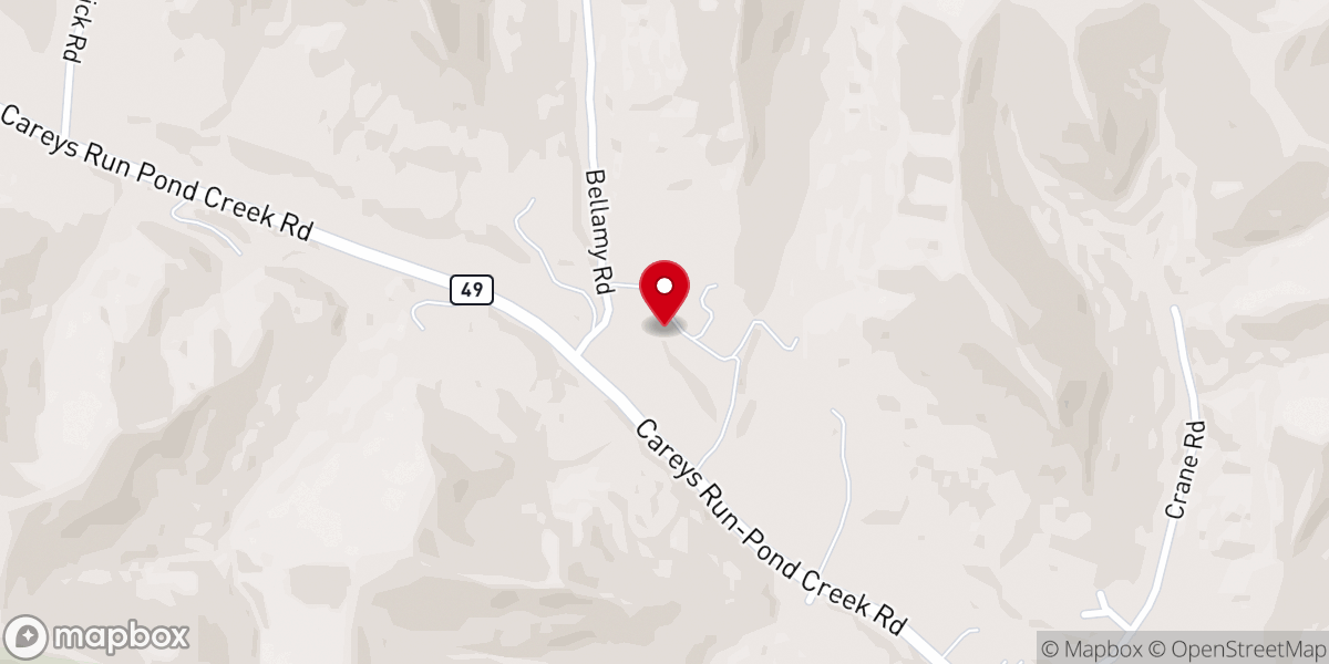 Map showing location of Careys Run Church