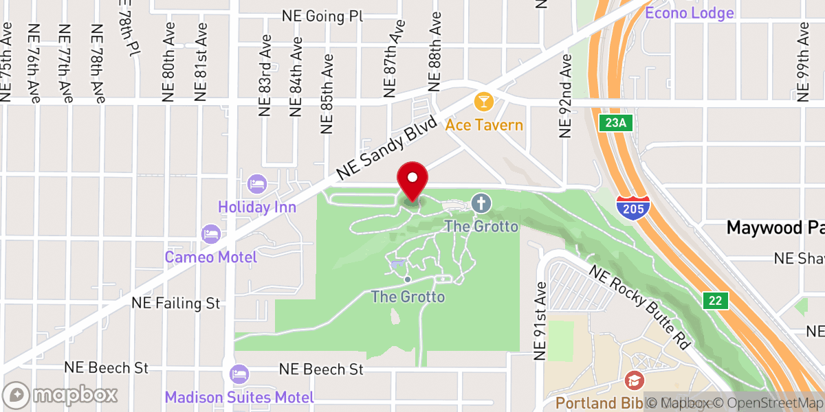 Map showing location of Chapel of Mary @ The Grotto