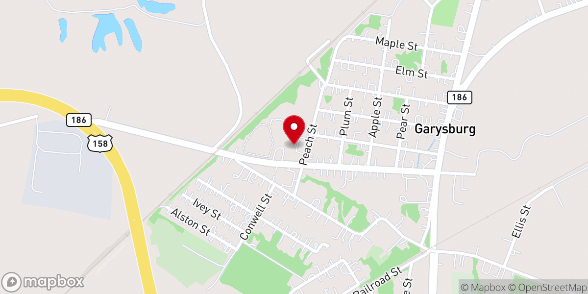 Map showing location of Garysburg Community Center