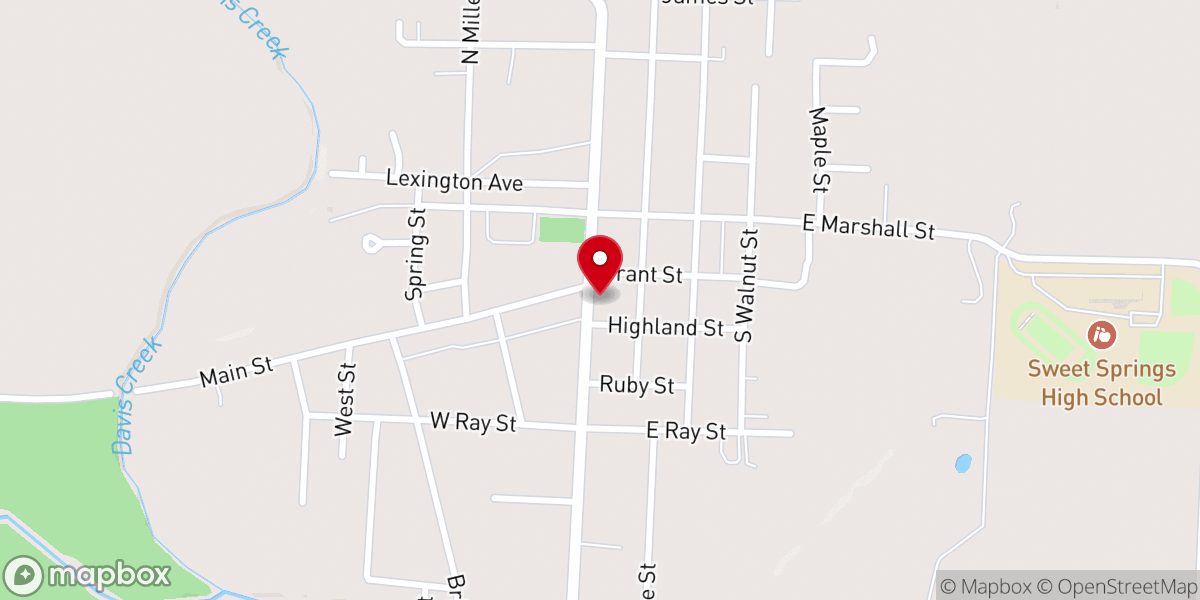 Map showing location of Sweet Springs
