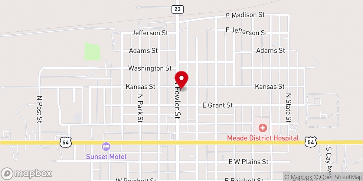 Map showing location of Meade Community Church