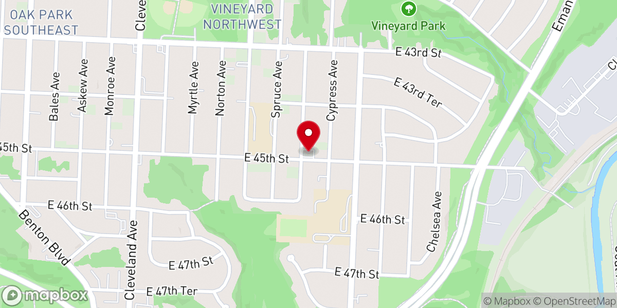 Map showing location of Temple Deliverance Church