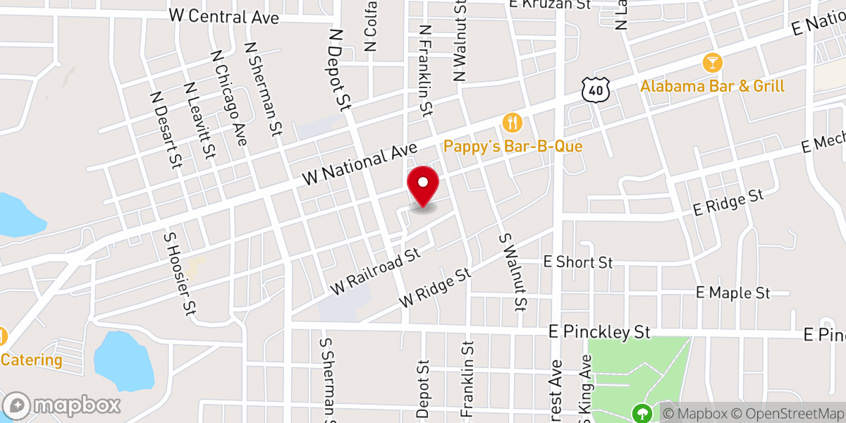 Map showing location of Clay Co Co-Op Benevolence