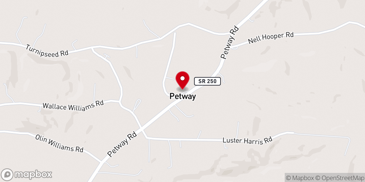 Map showing location of Petway Church of Christ