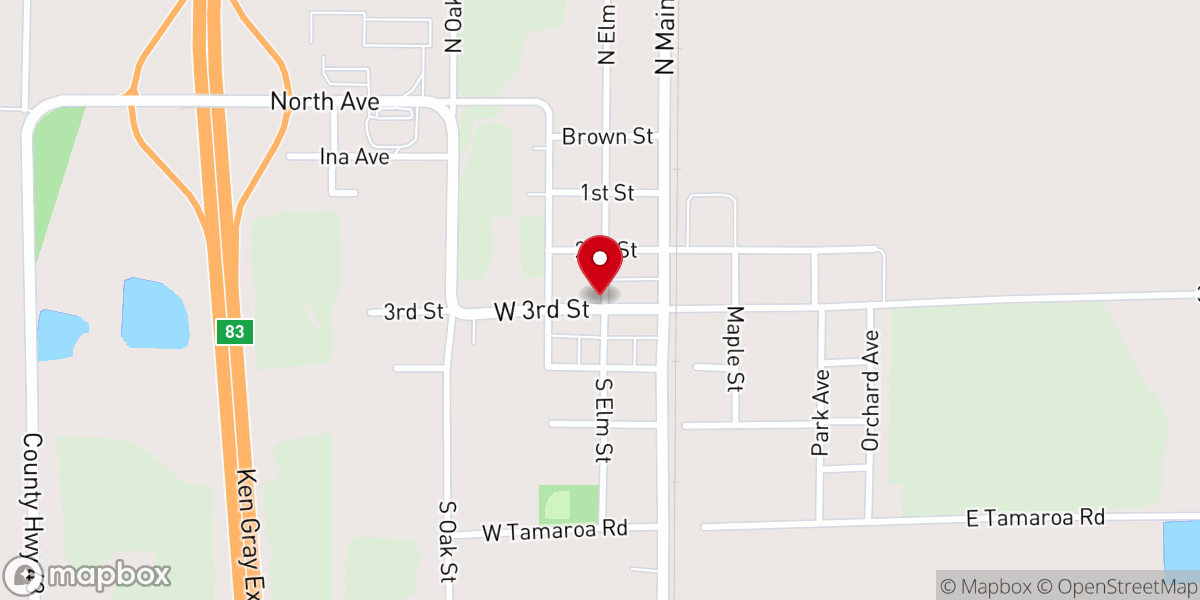Map showing location of Ina Missionary Baptist Church