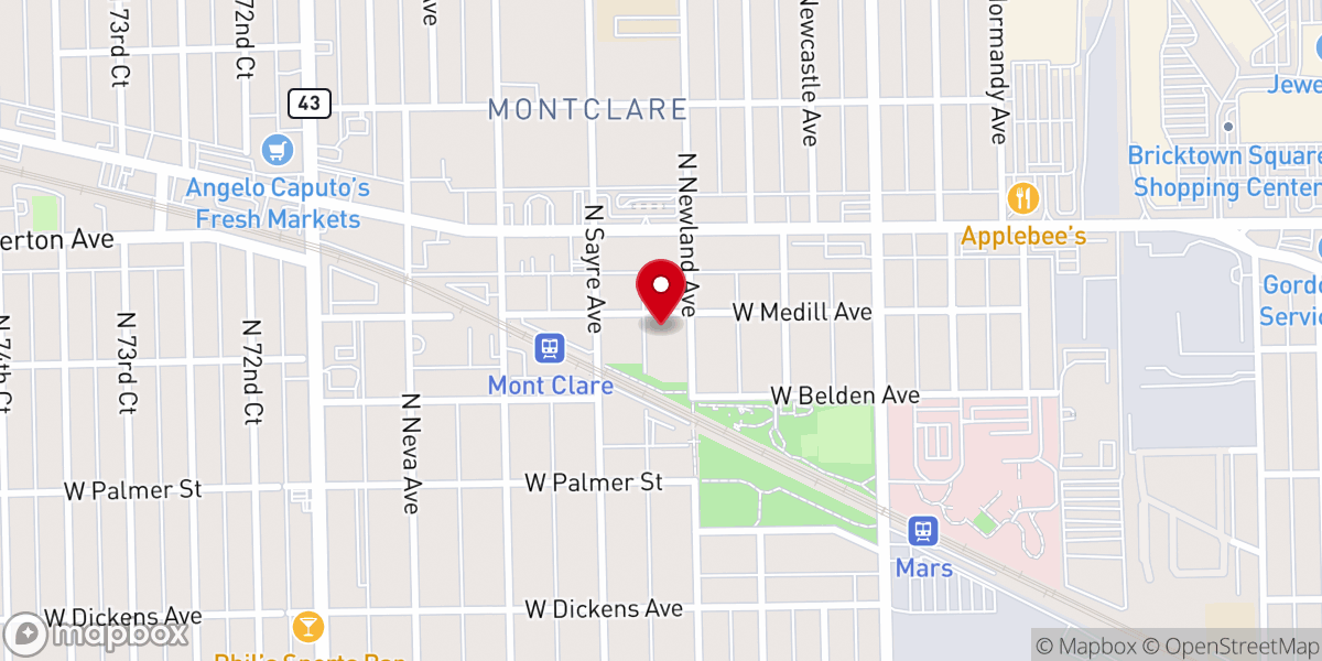 Map showing location of Mont Clare Congregational Church