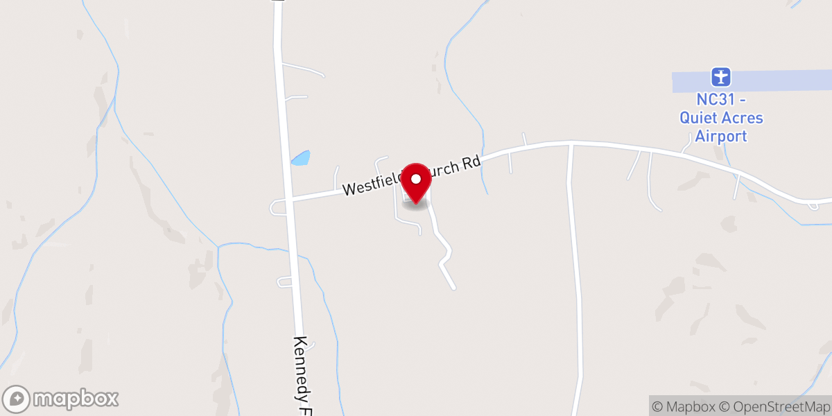 Map showing location of Westfield Baptist Church