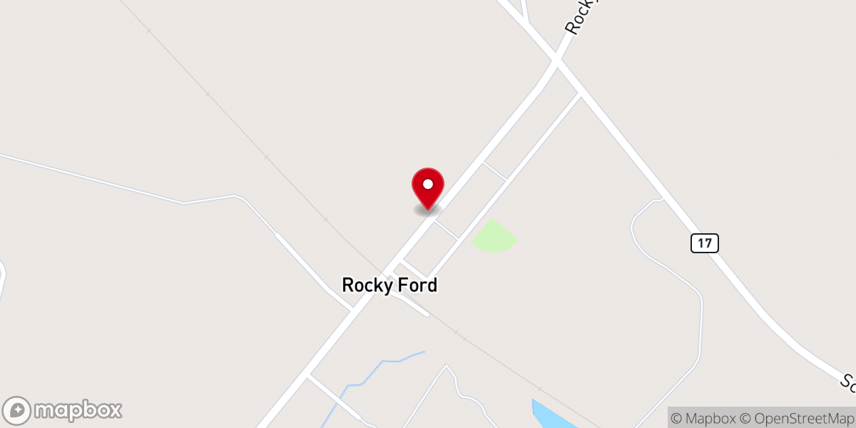 Map showing location of Rocky Ford United Methodist Church