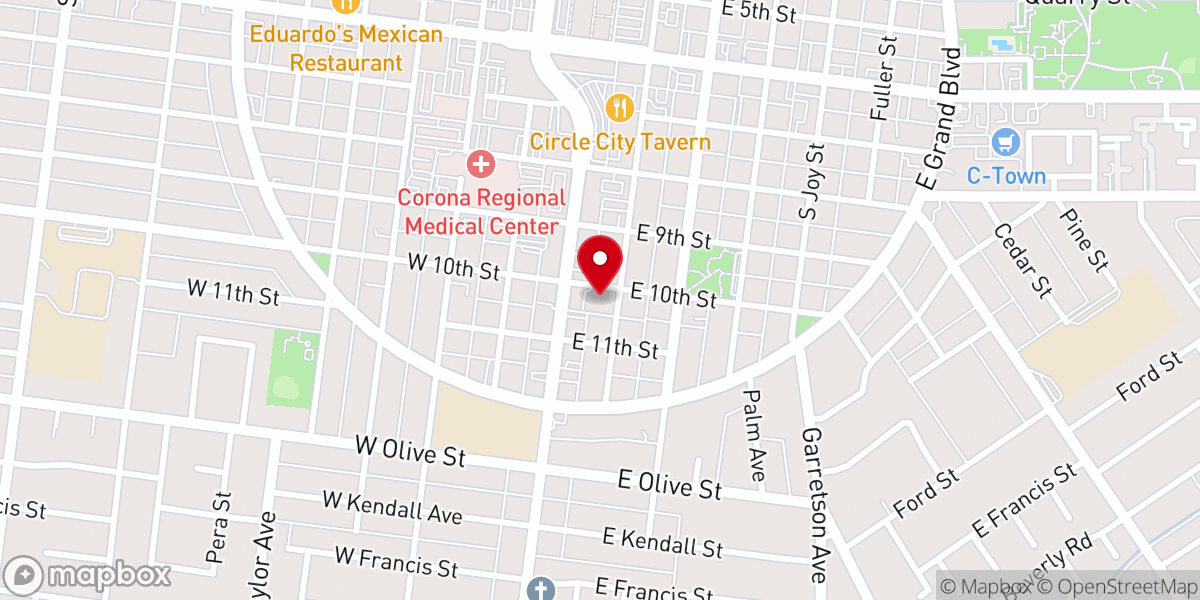 Map showing location of Corona Main St. Spanish SDA Church