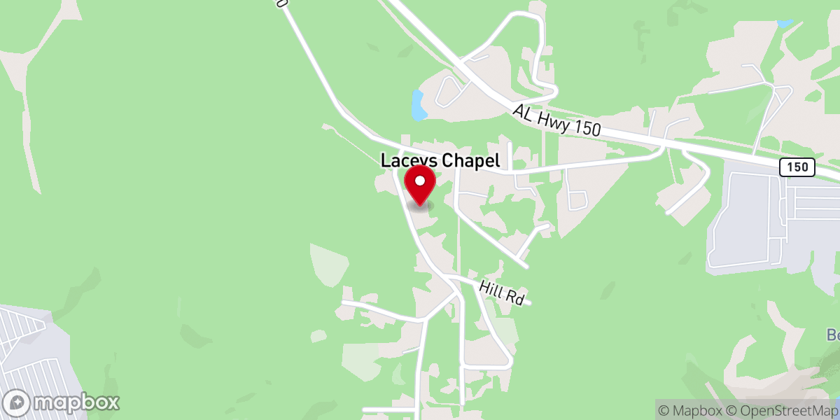 Map showing location of Shady Grove Baptist Church