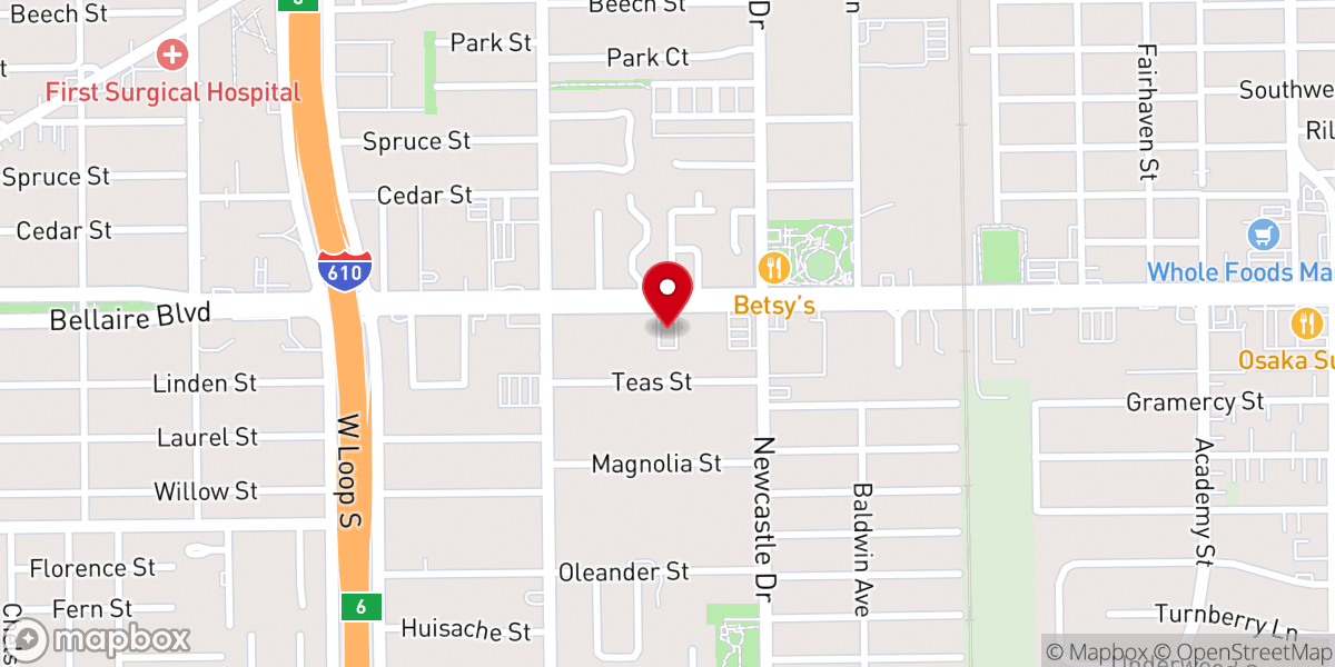 Map showing location of First Church of Christ, Scientist, Bellaire, TX