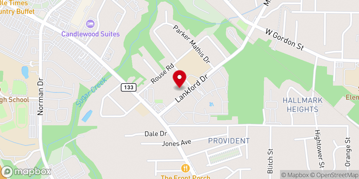 Map showing location of Westside Baptist Church