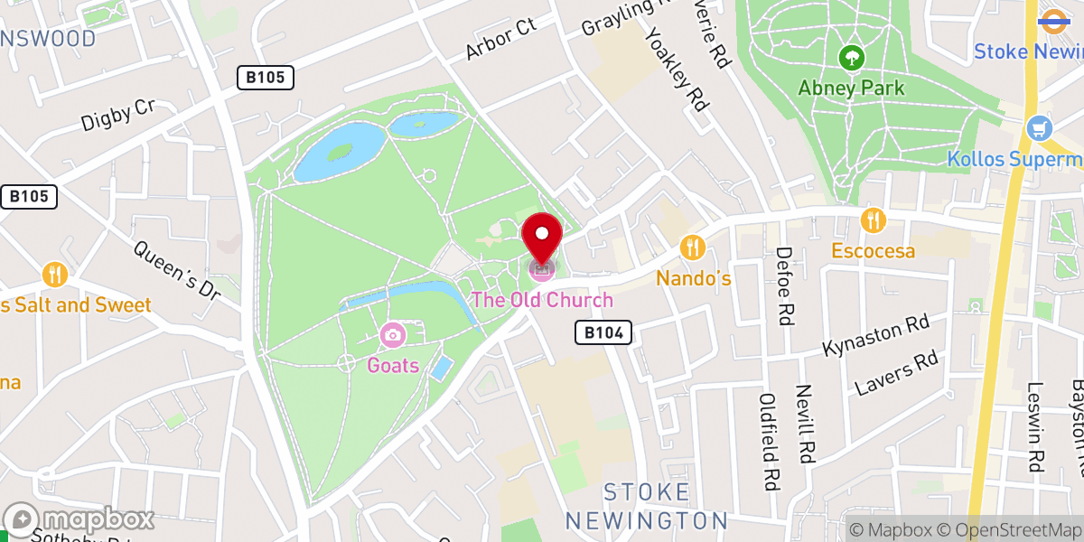 Map showing location of The Old Church