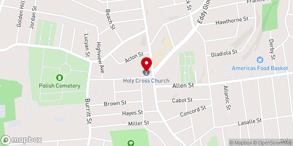 Map showing location of Holy Cross Church