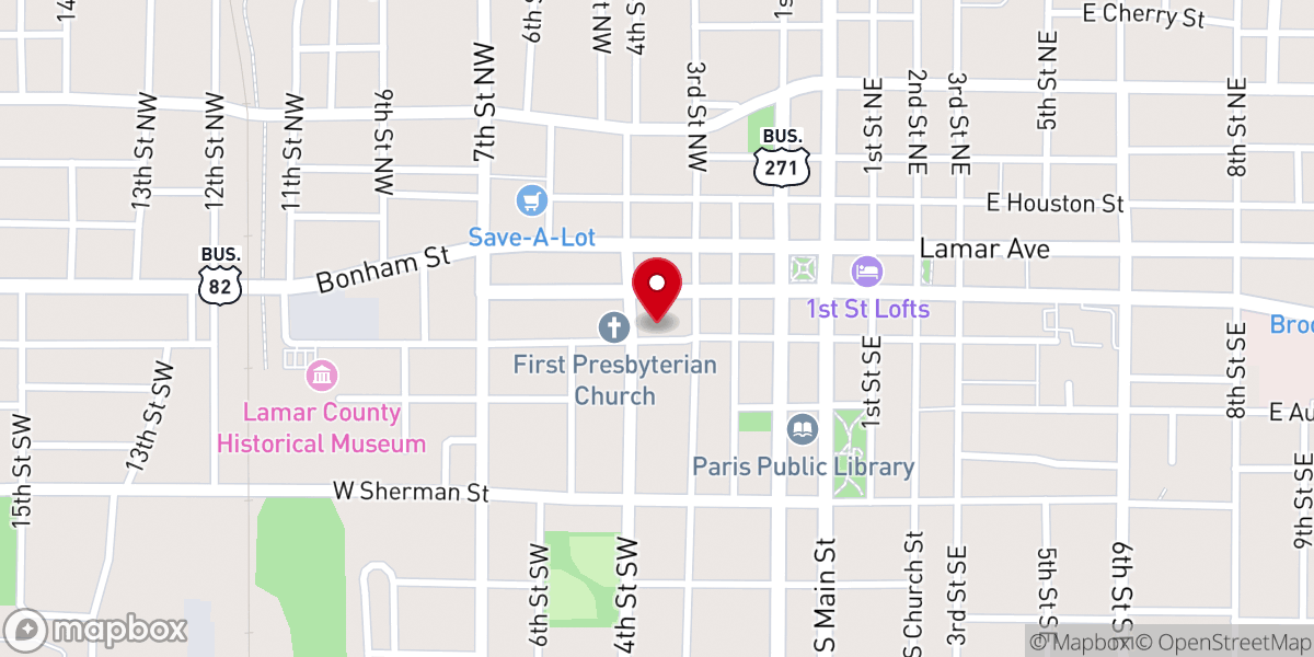 Map showing location of The Salvation Army of Paris TX