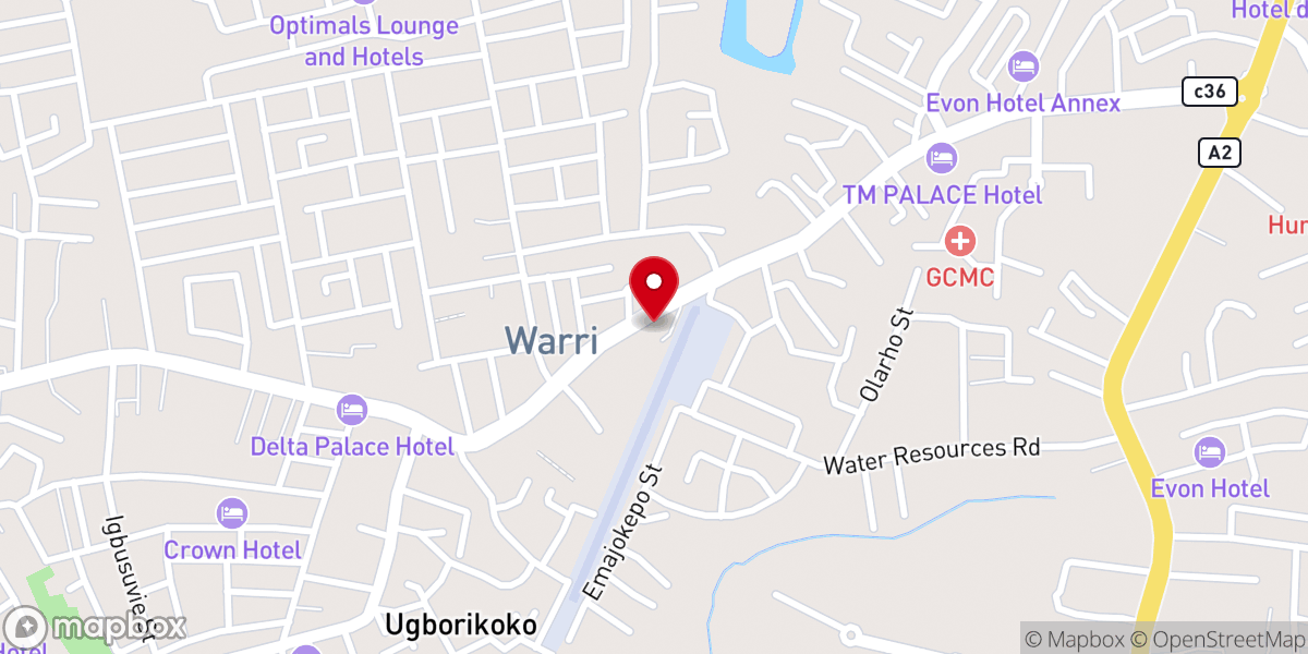 Map showing location of RCCG Champions Cathedral