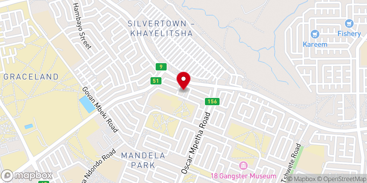 Map showing location of Milton Matiwane Memorial Methodist Church Of S.a