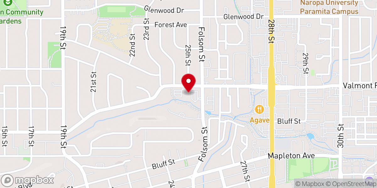 Map showing location of Unity of Boulder Spiritual Center