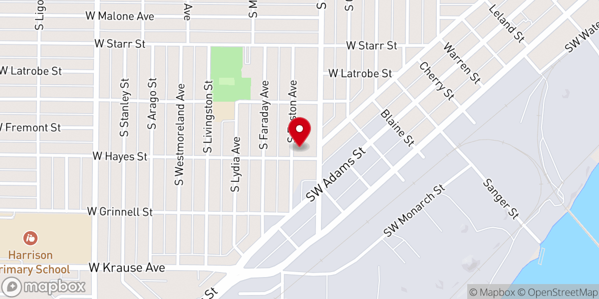 Map showing location of Peace Community Church of Peoria