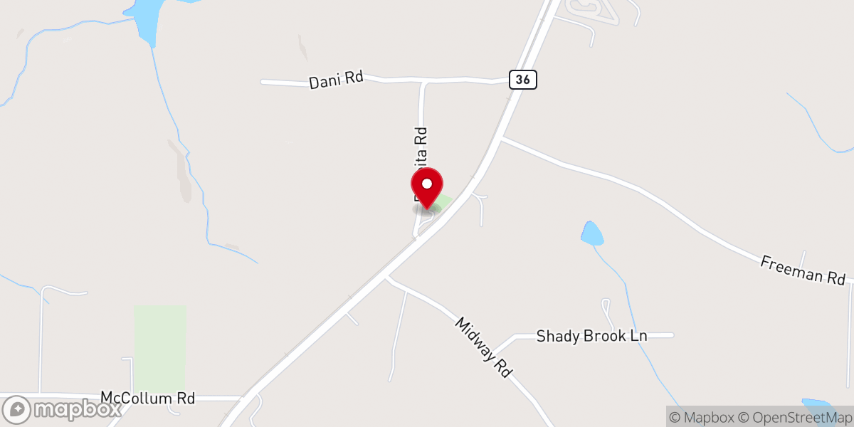 Map showing location of Midway CME Church