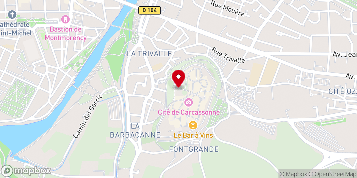Map showing location of Château Comtal