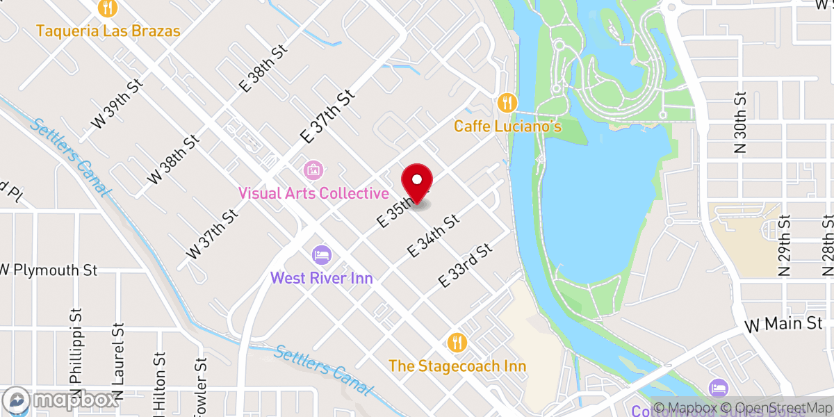 Map showing location of Max and Louie’s Café