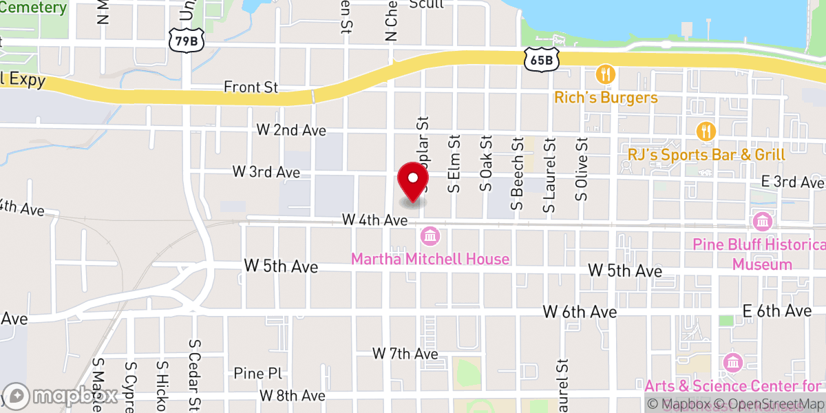 Map showing location of Faith in Action Ministries of Pine Bluff Arkansas