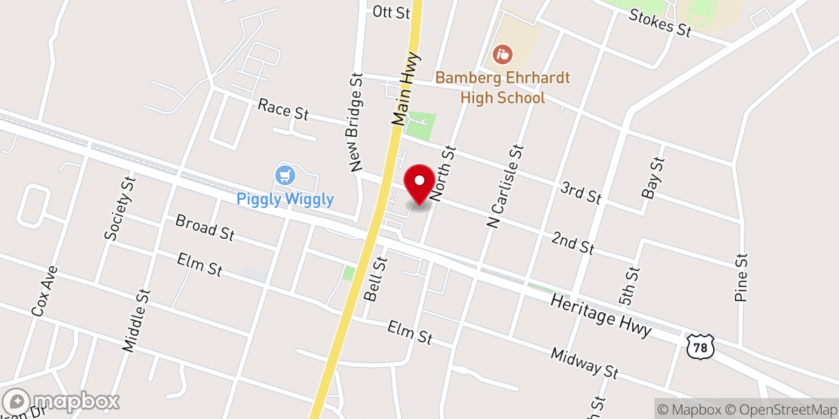Map showing location of Bamberg County Magistrate Office