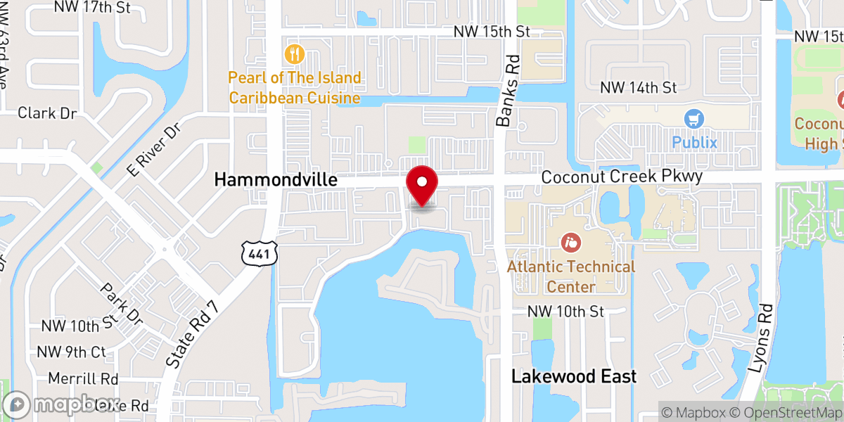 Map showing location of The Door Christian Church Coconut Creek