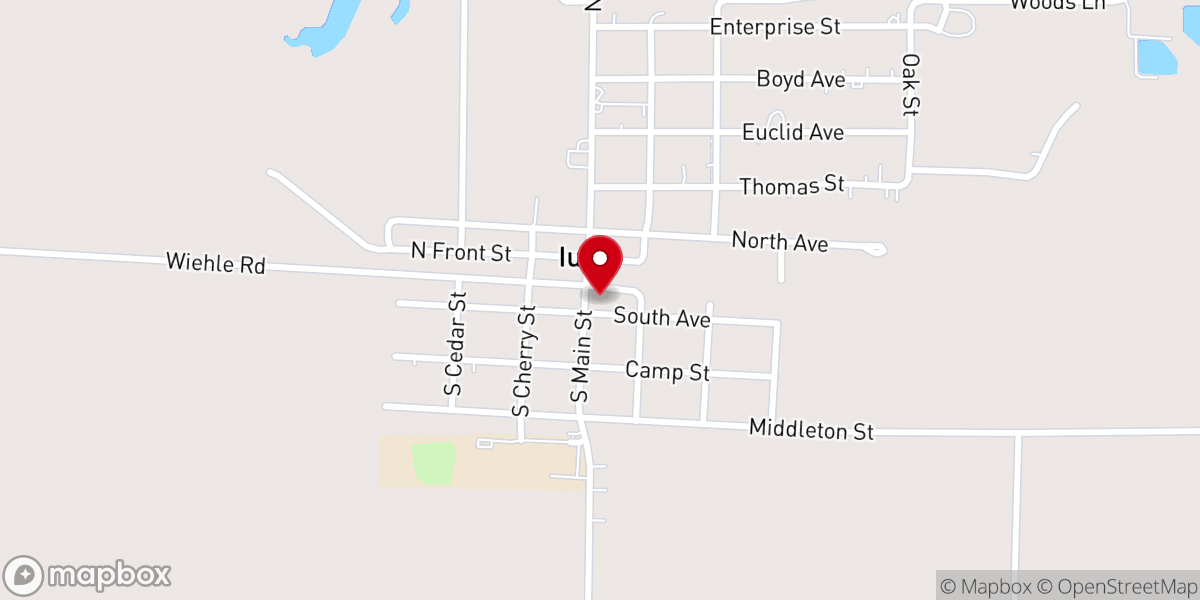 Map showing location of Iuka Village Hall
