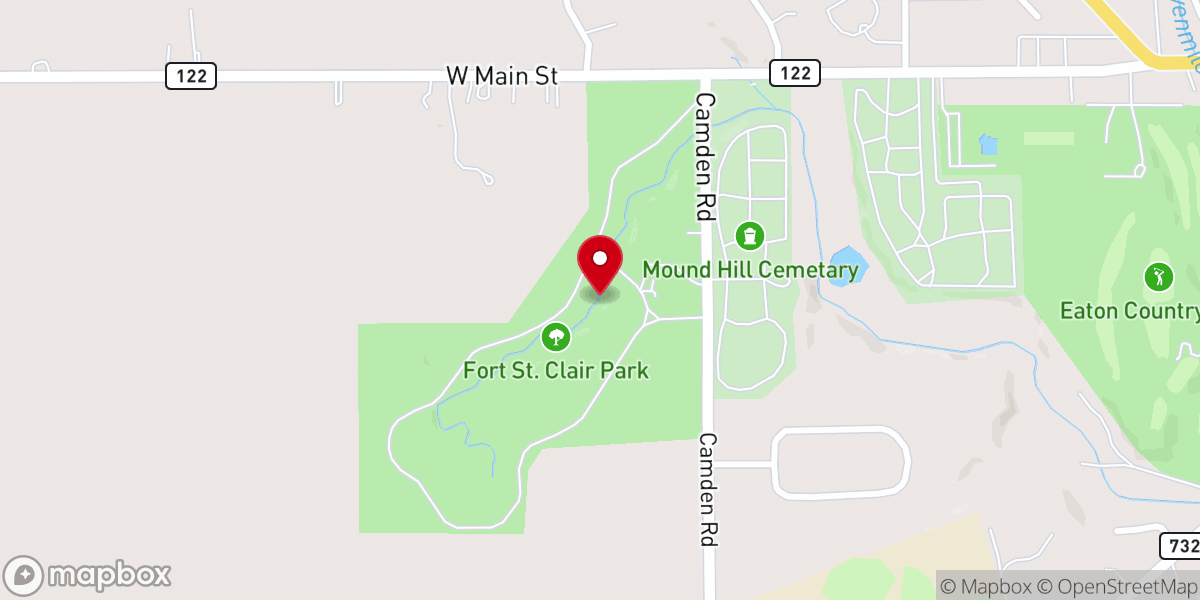 Map showing location of Whispering Christmas at Fort St Clair