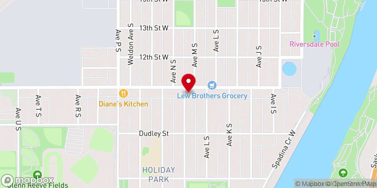 Map showing location of Open Door Baptist Church - Saskatoon